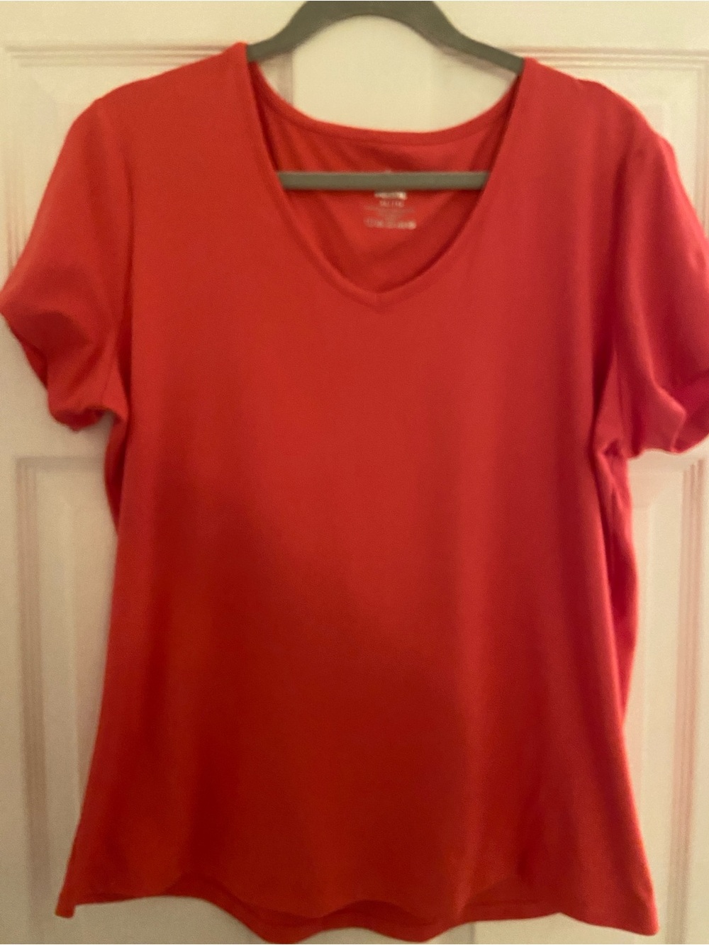 RBX Women's V-Neck Short Sleeve Top in Red-Orange